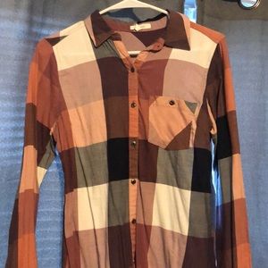 Navy, rose flannel tunic